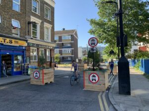 Cyclist riding through low traffic neighbourhood